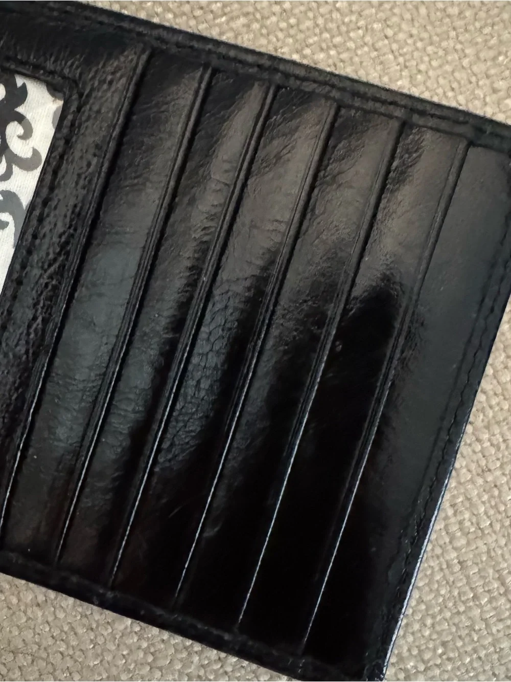 Hobo Black Leather Card Case with Change Pocket